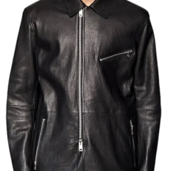 DIESEL Smooth Lambskin L-Ader Black Leather Jacket, Size XL - Picture 8 of 16